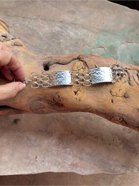 Hammered Silver-Link Statement Bracelet - Women Jewelry